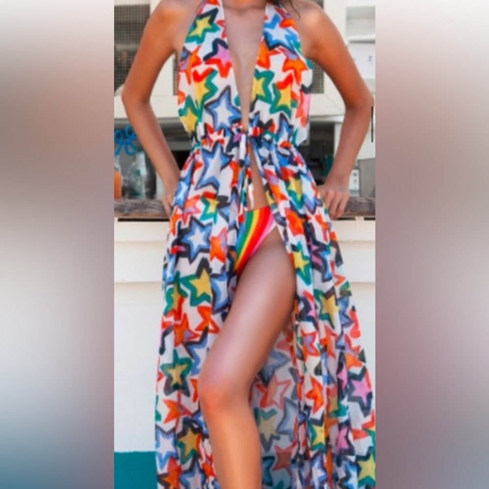Milly Cabana star print Katrina Maxi, cover up size medium